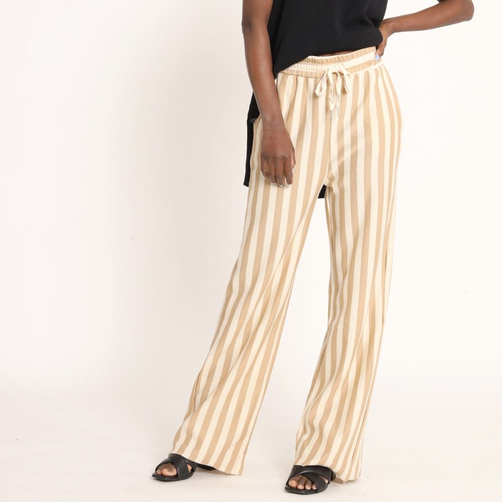 PALAZZO SUIT TROUSERS WITH STRIPED DRAWSTRING