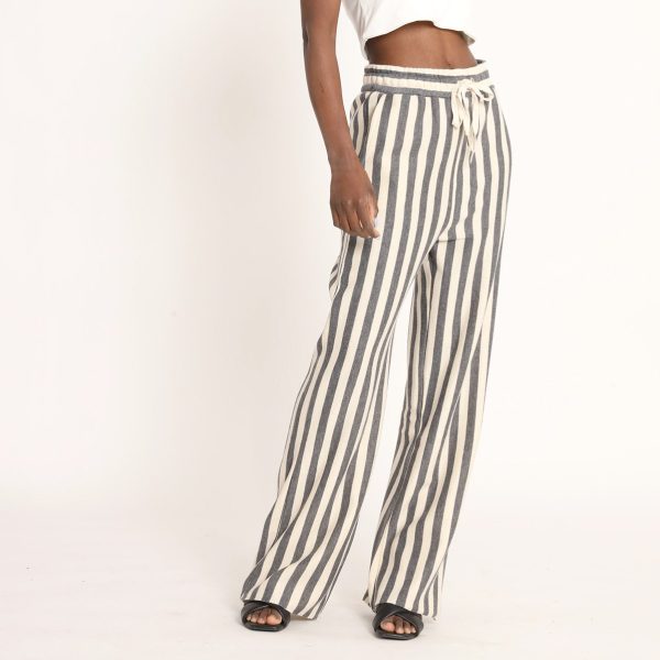 PALAZZO SUIT TROUSERS WITH STRIPED DRAWSTRING