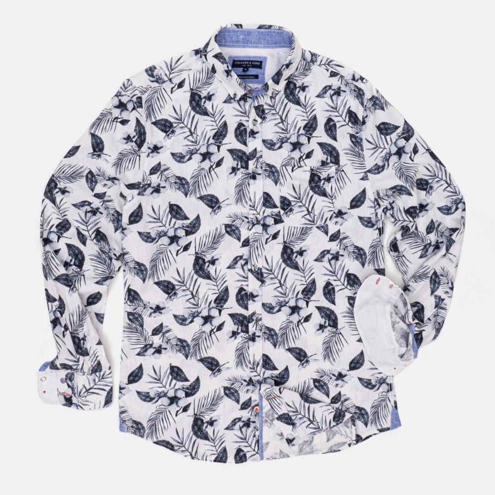 SHIRT BIG FLOWERS DARK BLUE