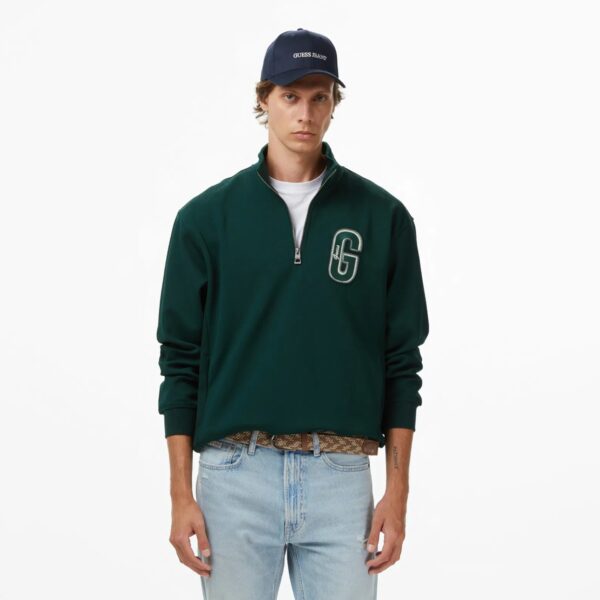 Μπλούζα Guess harris zip ανδρικό πράσινο