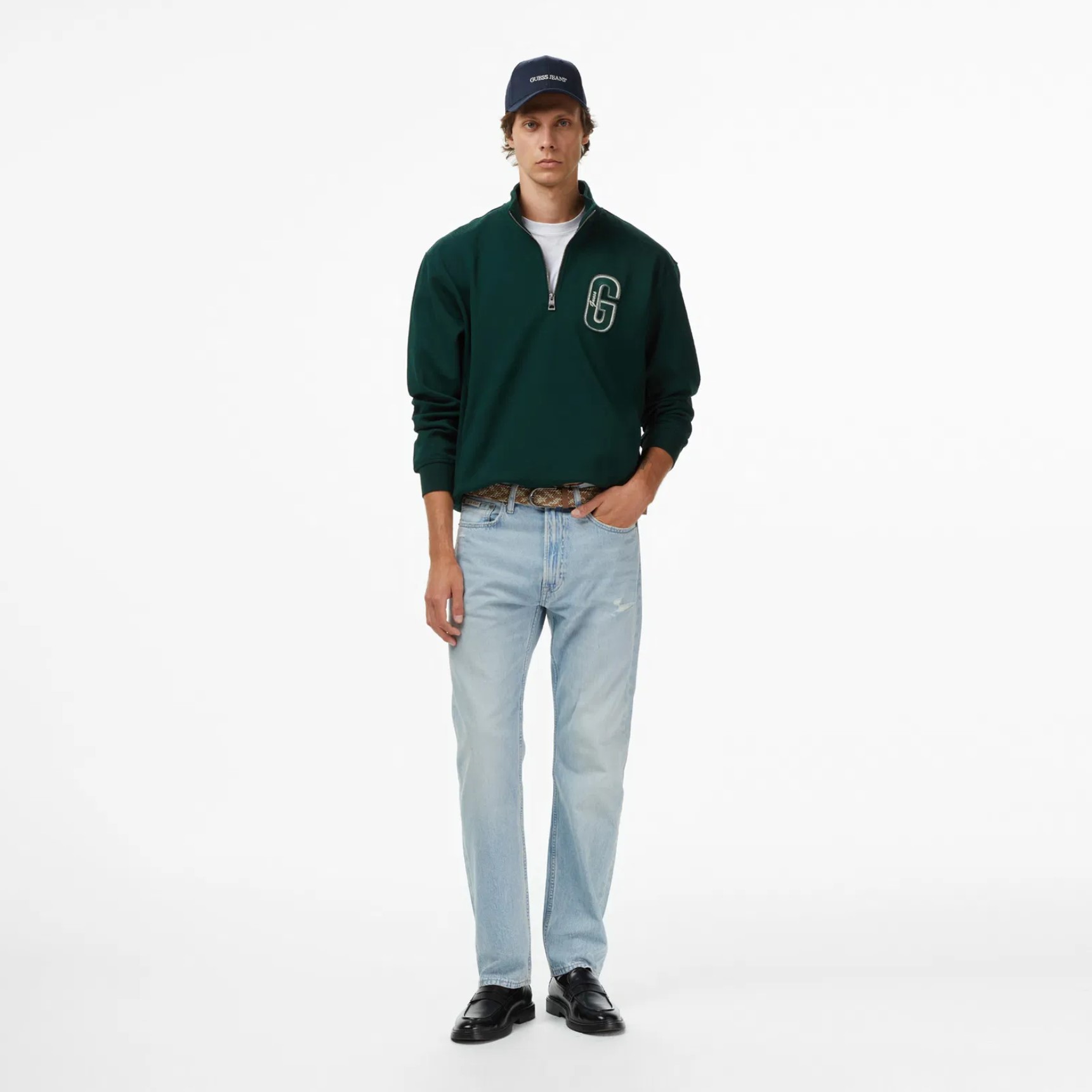 Μπλούζα Guess harris zip ανδρικό πράσινο - Image 4