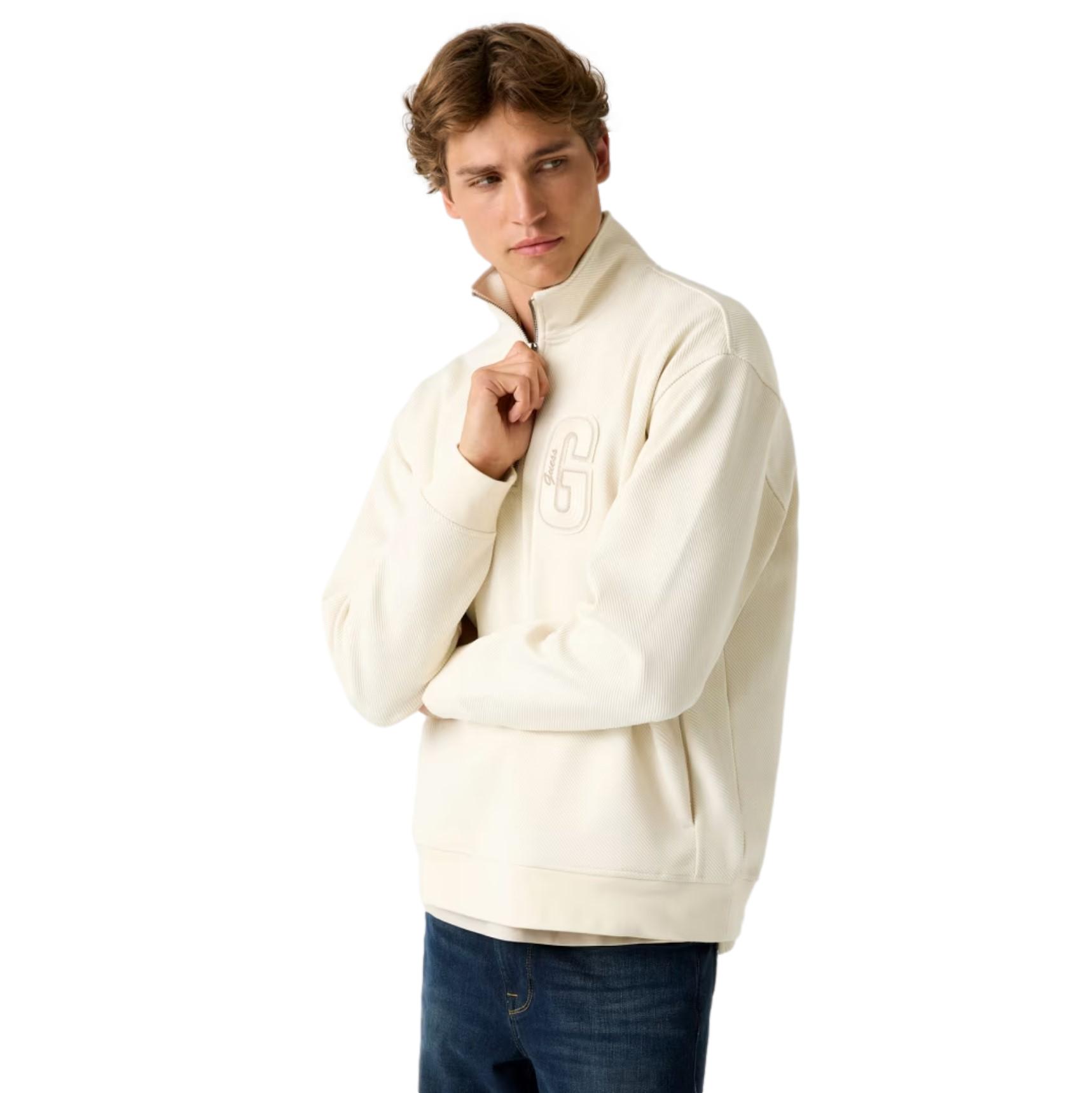 Μπλούζα Guess harris zip ανδρικό cream