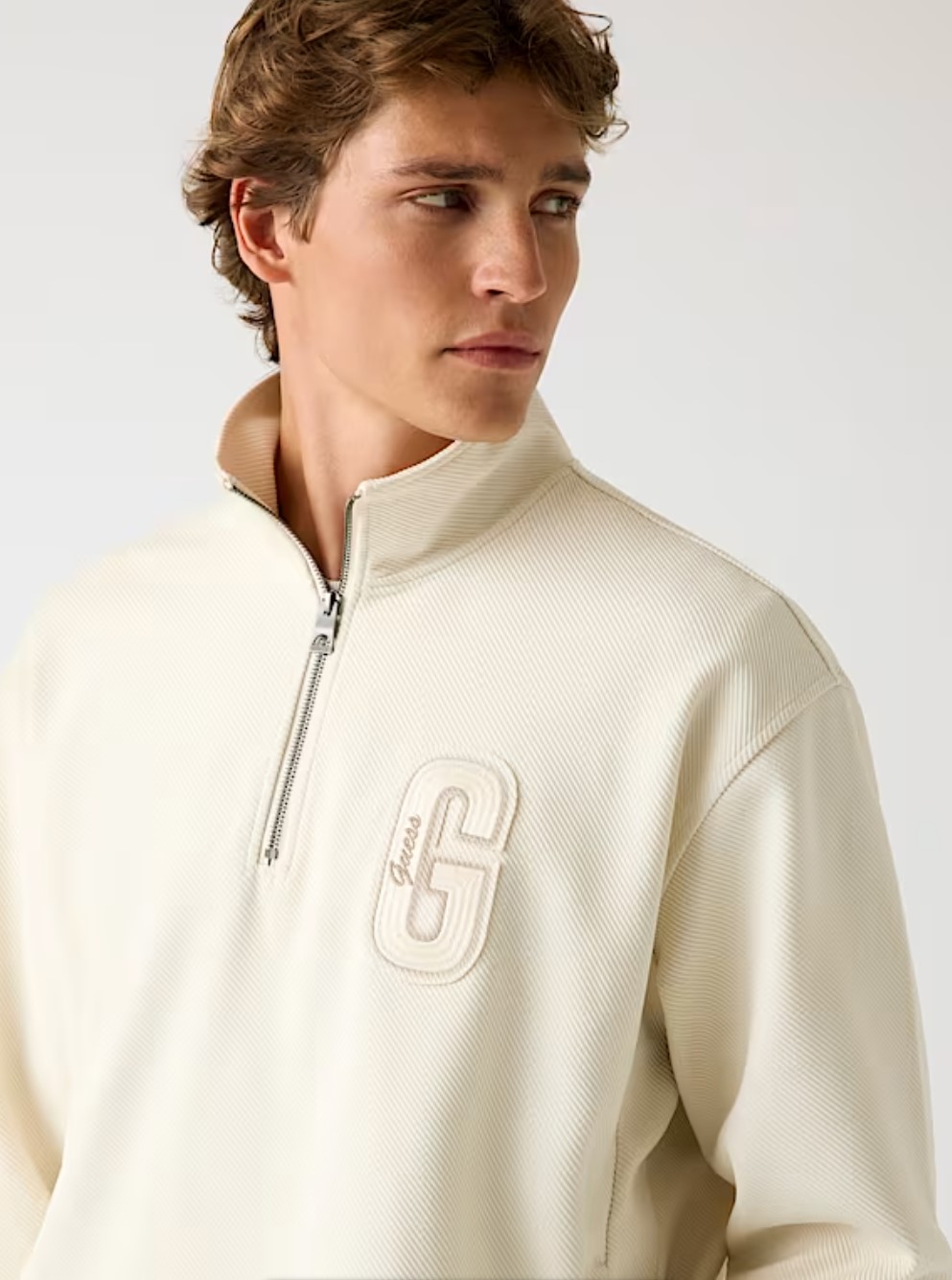 Μπλούζα Guess harris zip ανδρικό cream - Image 3