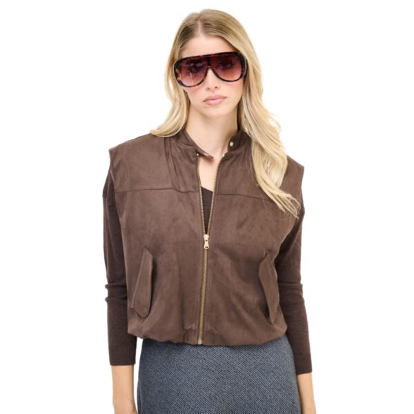 Γιλέκο eco suede καφέ Γυναικείο
