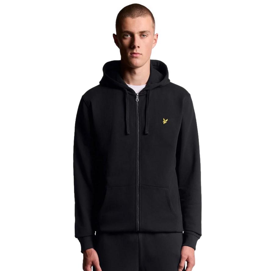 Φούτερ ζακέτα Loopback Cotton Full Zip Lyle & Scott ανδρικό μαύρο