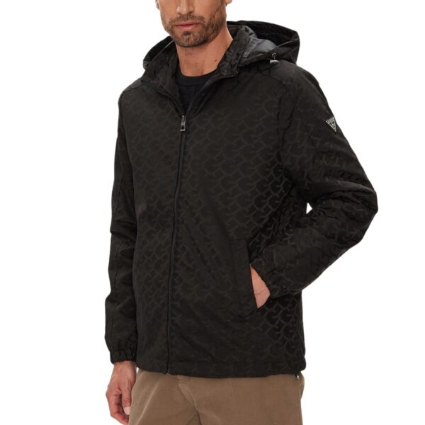 Μπουφάν GUESS monogram jacket water resistant ανδρικό μαύρο