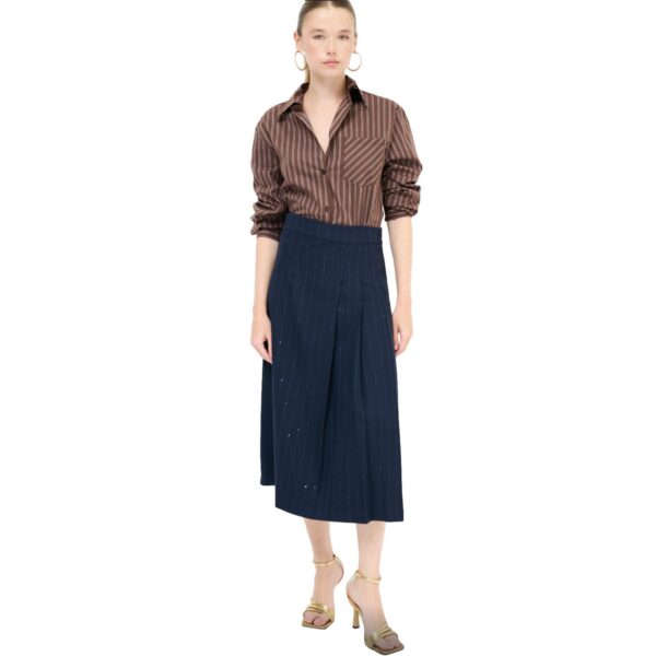 Φούστα midi με πιετα Γυναικείο blue navy