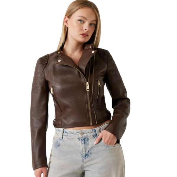 Jacket Eco Pelle GUESS καφέ Γυναικείο