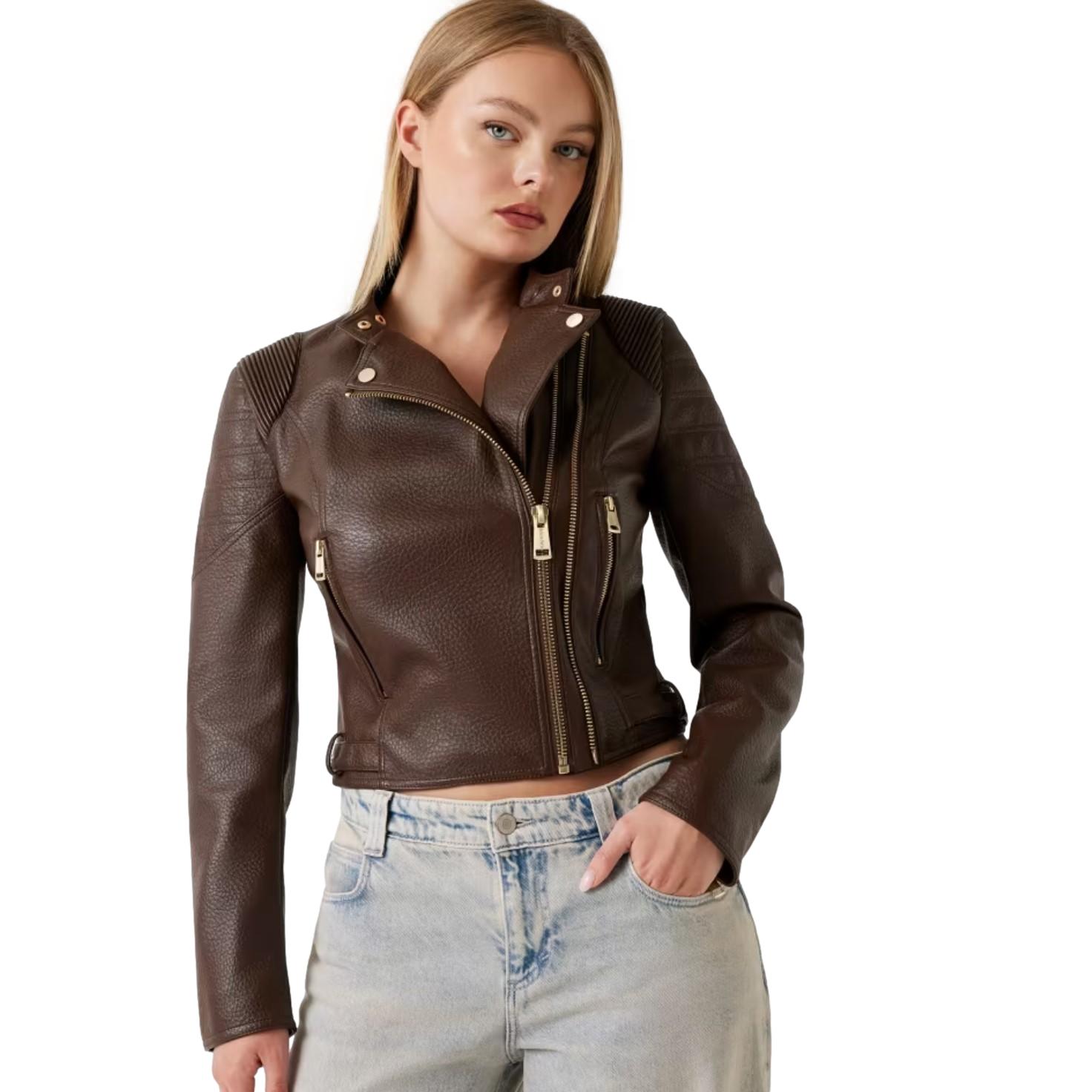 Jacket Eco Pelle GUESS καφέ Γυναικείο