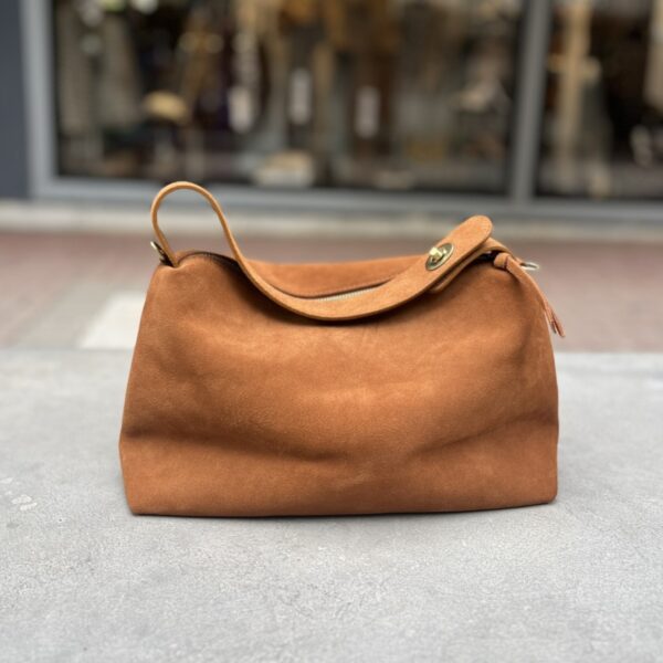 Γυναικεία Τσάντα χειρός δέρμα suede ταμπά