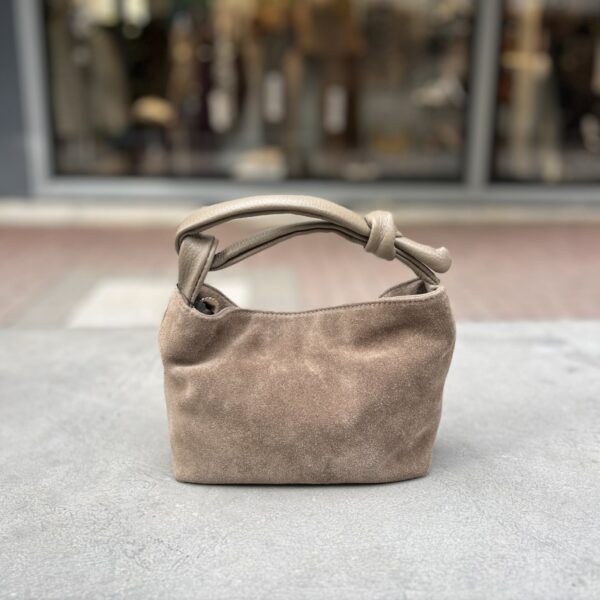 Γυναικείo Τσαντάκι χειρός δέρμα suede taupe