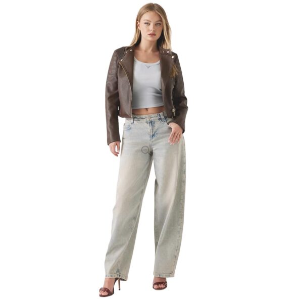 Μπουφάν Eco pelle Guess jeannine jacket καφέ