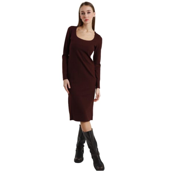 Φόρεμα rib Γυναικείο μπορντό