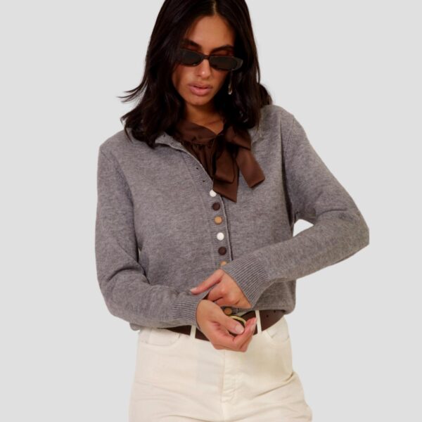 Ζακετάκι πλεκτό Γυναικείο γκρί