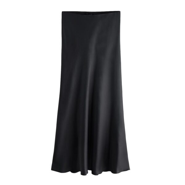 Φούστα midi σατέν Γυναικεία μαύρη