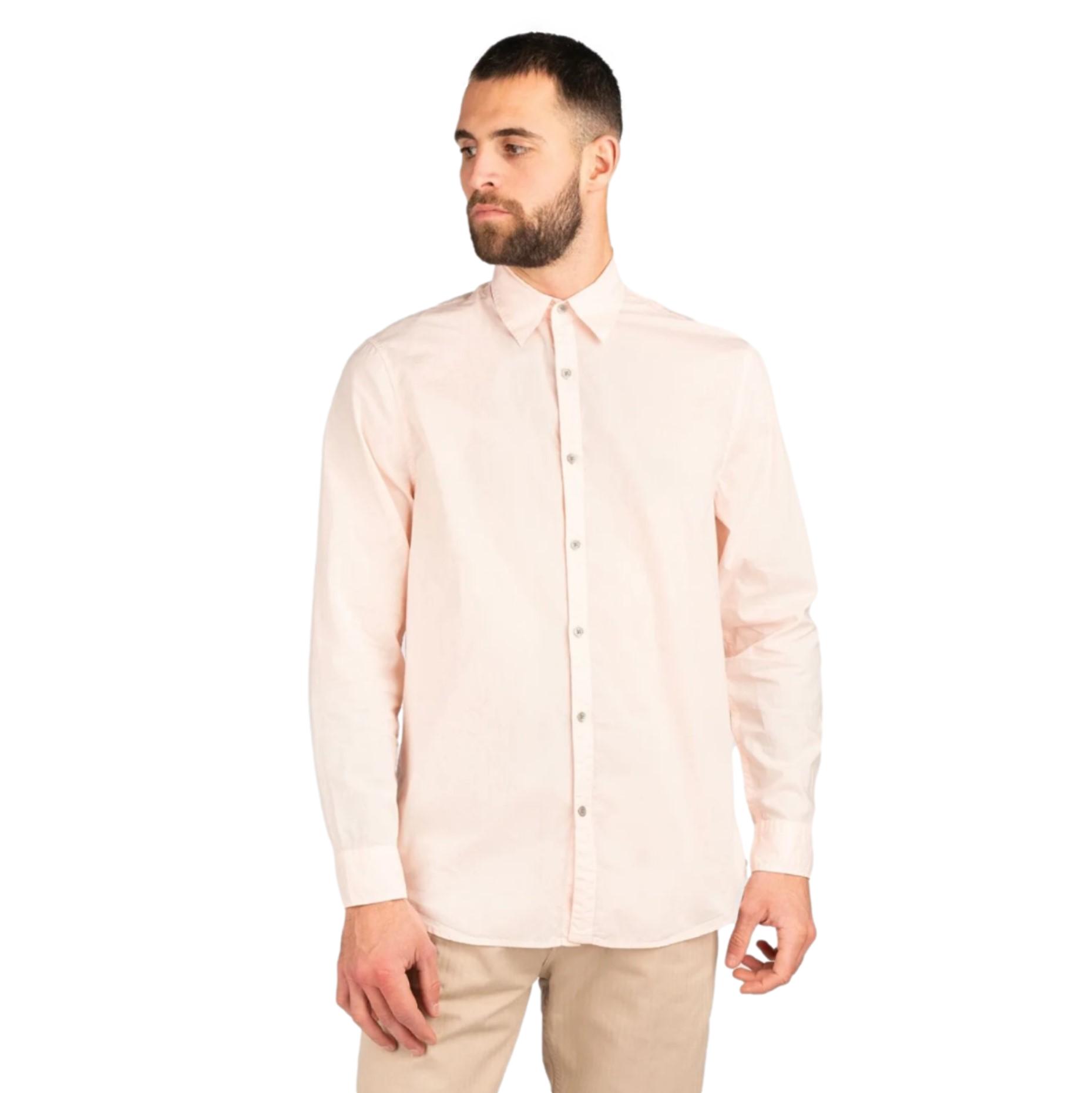 Πουκάμισο Guess ls collins regular fit ανδρικό ρόζ ανοιχτό