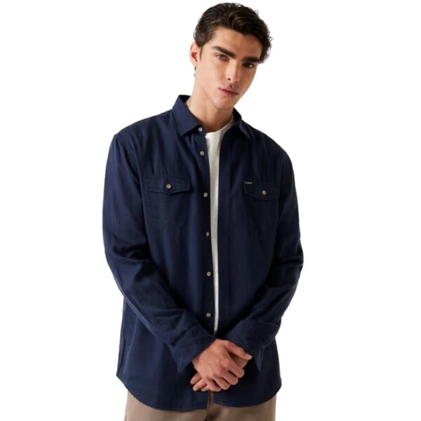 Πουκάμισο Guess leocell washed tencel regular ανδρικό navy