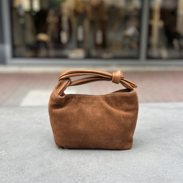 Γυναικείo Τσαντάκι χειρός δέρμα suede ταμπά