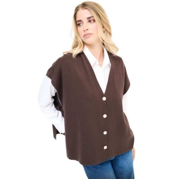 Γιλέκο πλεκτό Γυναικείο καφέ