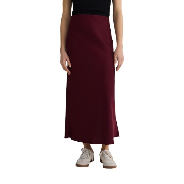 Φούστα midi σατέν Γυναικεία μπορντό