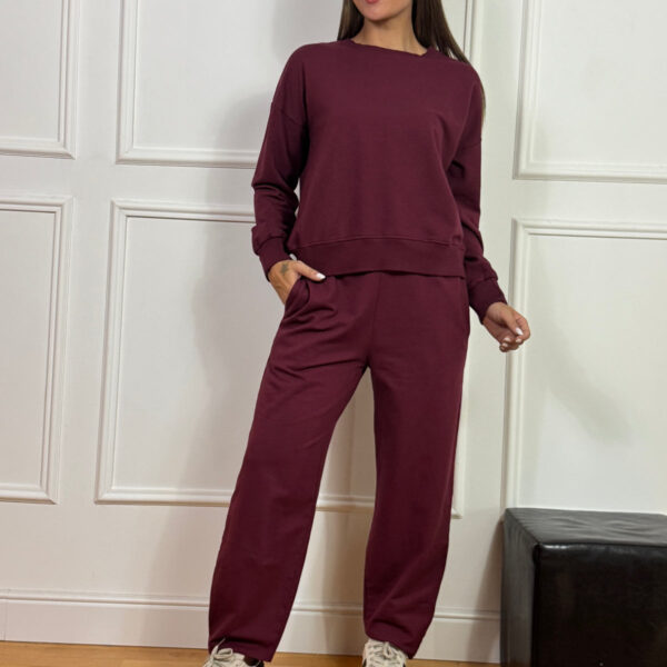 Σέτ φόρμα sweatshirt Γυναικείο μπορντό