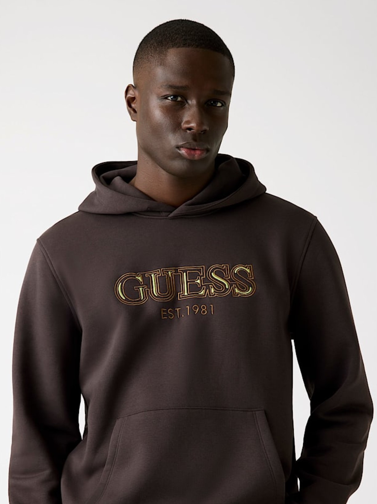 Φούτερ slim fit Guess ανδρικό dark brown - Image 5