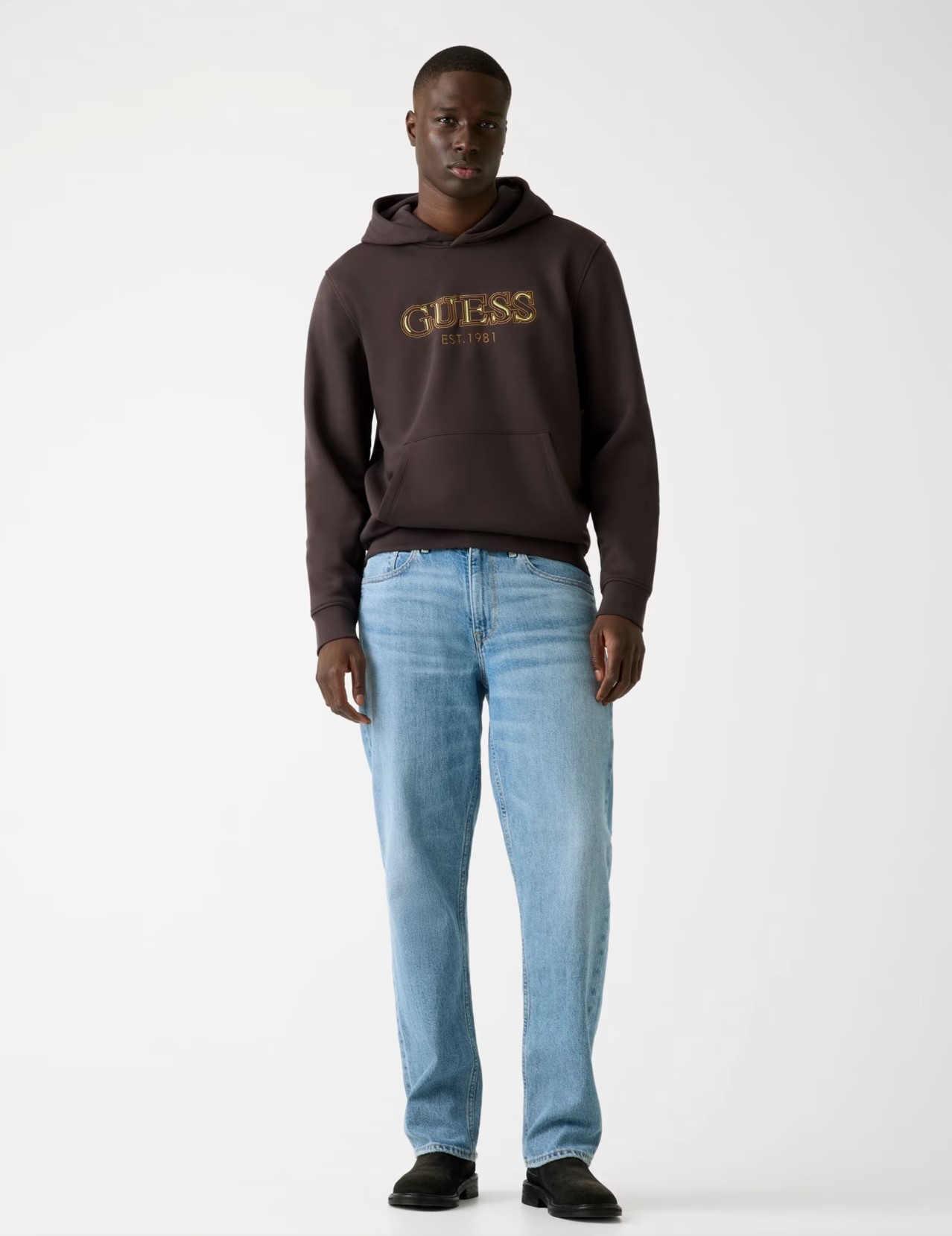 Φούτερ slim fit Guess ανδρικό dark brown - Image 6