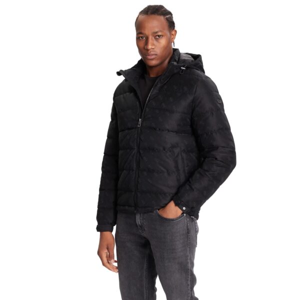 Μπουφάν Guess monogram puffa jacket μαύρο ανδρικό