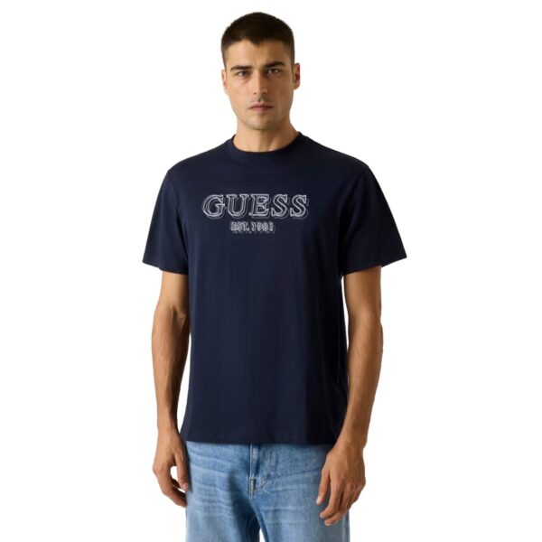 Mπλούζα Guess emprodery logo tee ανδρικό μπλέ σκούρο
