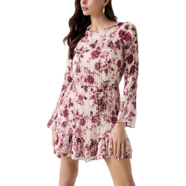 Γυναικείο φόρεμα μίνι Guess ILENIA φλοράλ ρόζ