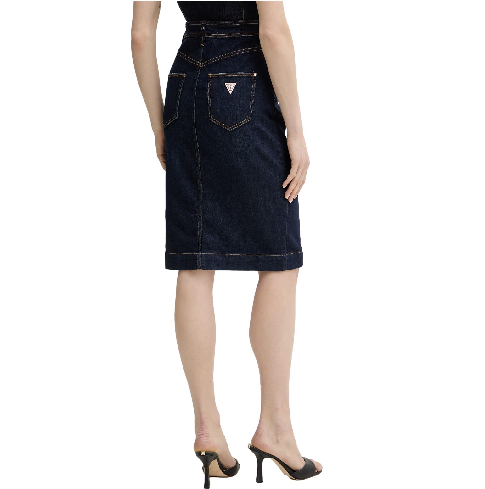 Φούστα Guess denim rosita midi γυναικεία μπλε navy - Image 3