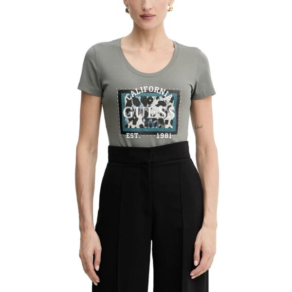 Γυναικείο T-shirt Guess animalier χακί
