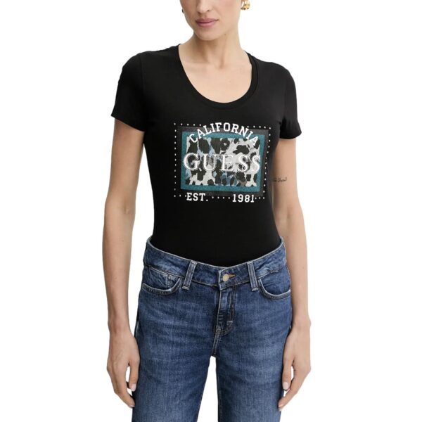 Γυναικείο T-shirt Guess animalier μαύρο