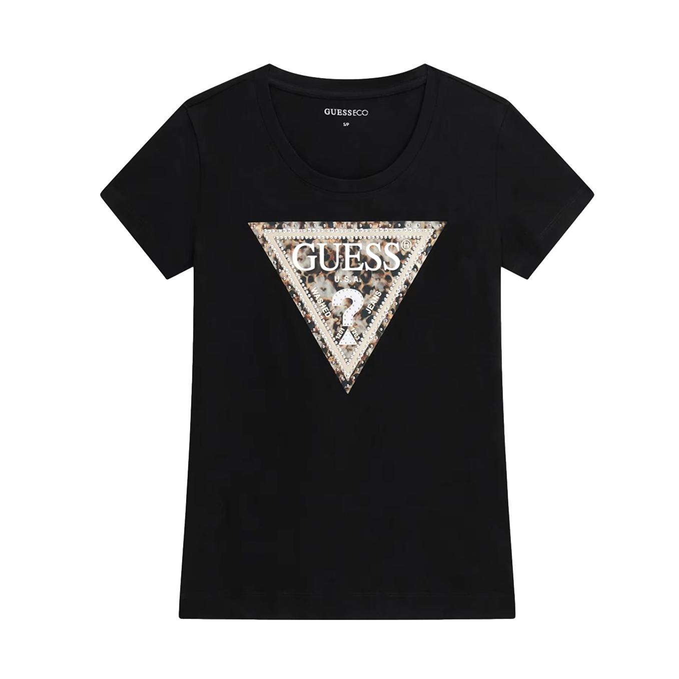 Γυναικείο T-shirt Guess leo triangle tee μαύρο - Image 3