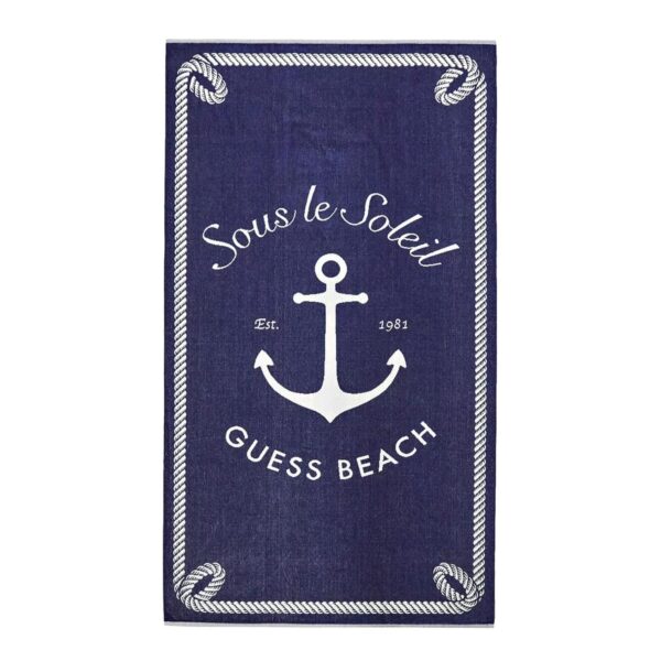 GUESS BEACH TOWEL LOGO 100 x 180 cm μπλε