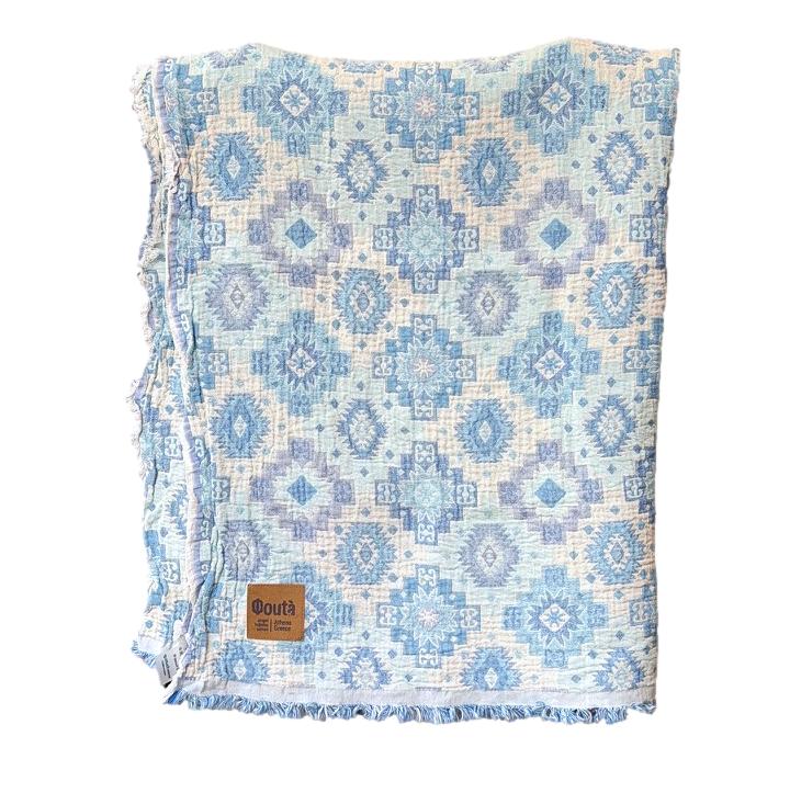 FOUTA BEACH TOWEL vintage 105 x 170 cm γαλάζιο