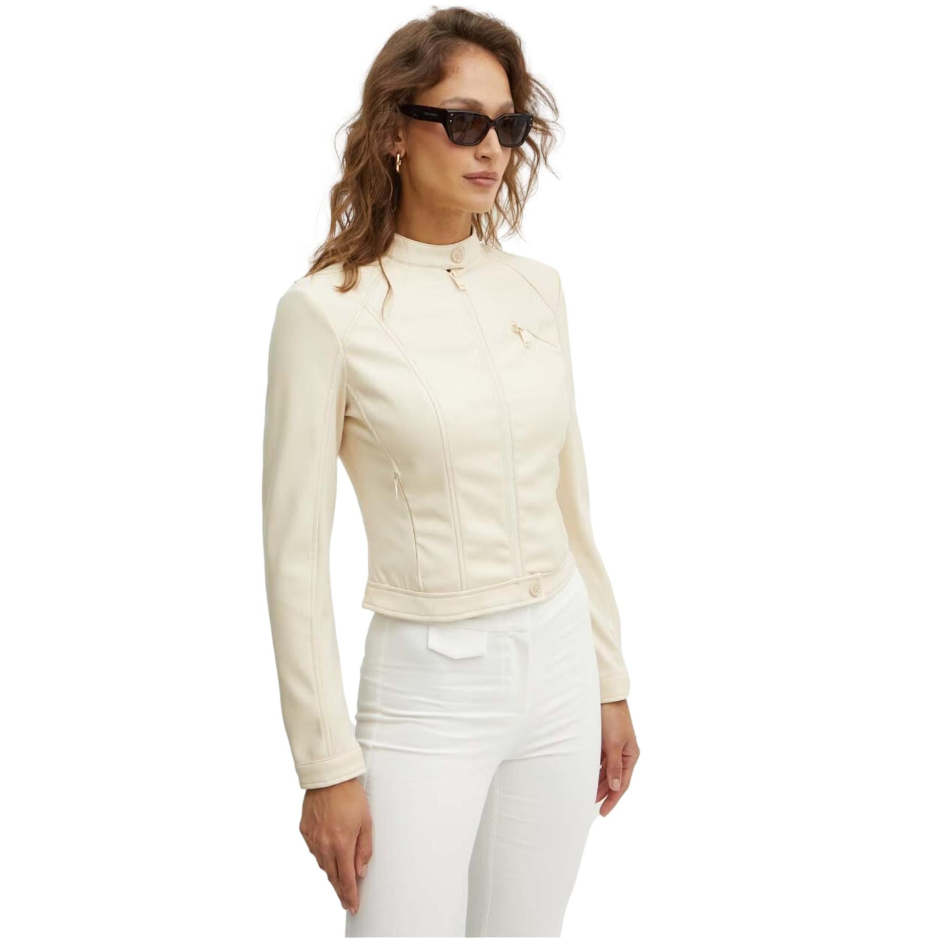 Γυναικείο Jacket Guess Fiametta eco-leather κρεμ