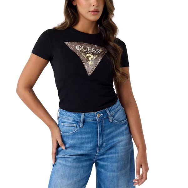Γυναικείο T-shirt Guess Snake Triangle Tee μαύρο