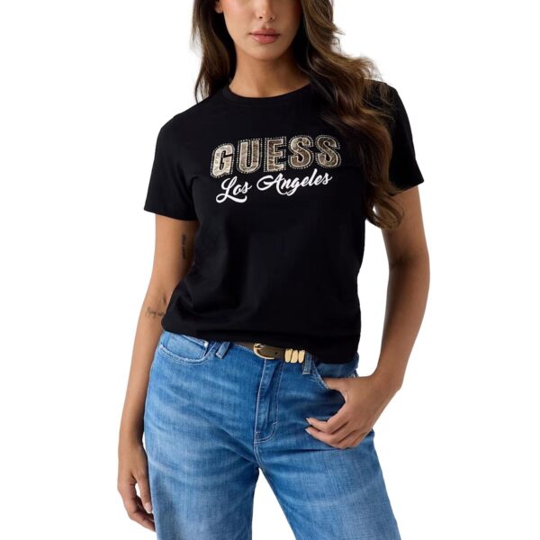 Γυναικείο T-shirt Guess Snake Script Tee μαύρο