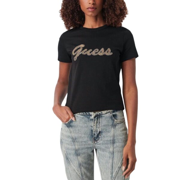 Γυναικείο T-shirt Guess Beads Tee μαύρο