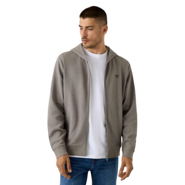 Ζακέτα με κουκούλα Guess textuted zipper Ανδρικό γκρί
