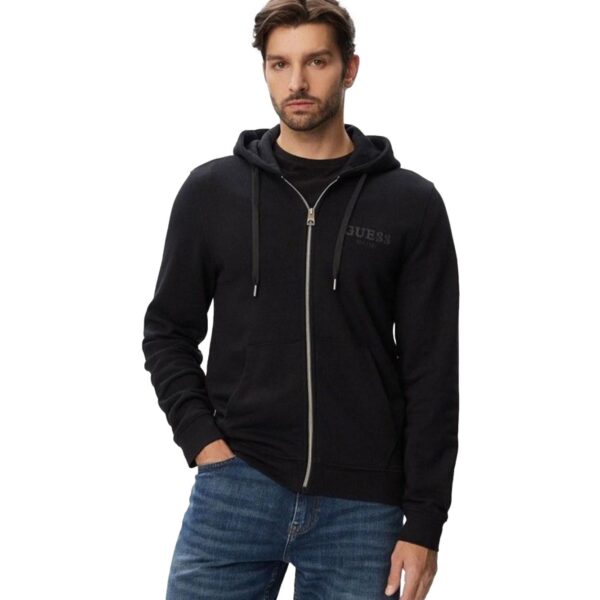 Ζακέτα με κουκούλα Guess logo zipper Ανδρικό μαύρο