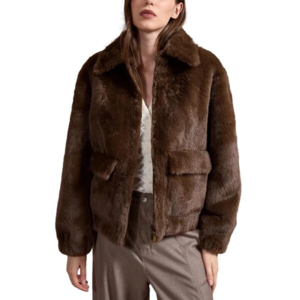 Γυναικείο Jacket faux fur καφέ σκούρο