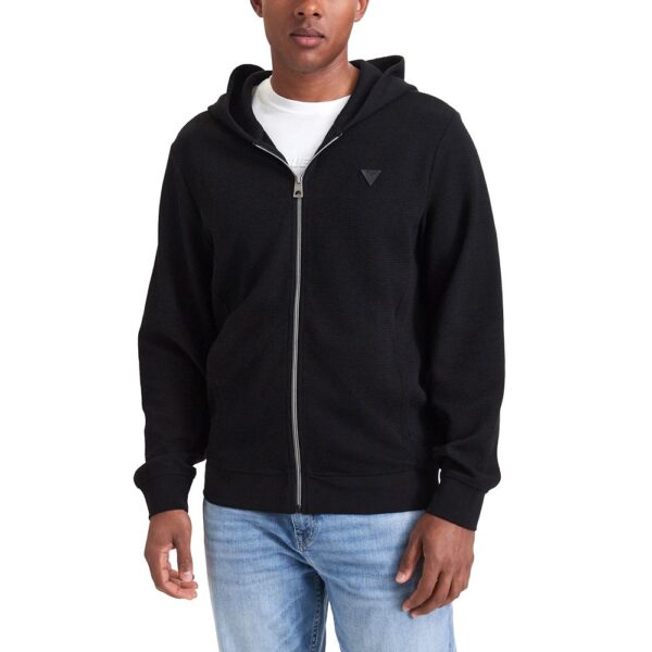 Ζακέτα με κουκούλα Guess textuted zipper Ανδρικό μαύρο