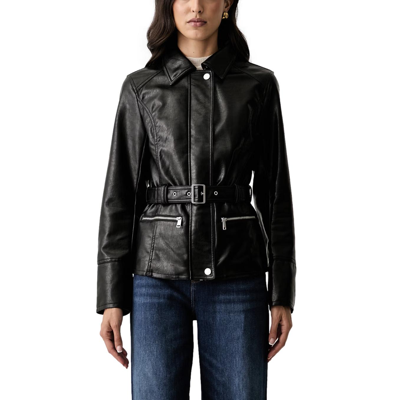 Γυναικείο Jacket Guess Jeanne eco-leather μαύρο