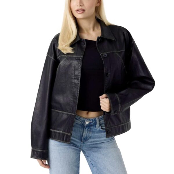Γυναικείο Jacket Guess Denise Tokyo eco-leather μαύρο