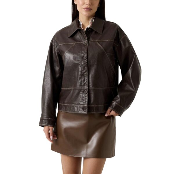 Γυναικείο Jacket Guess Denise Tokyo eco-leather καφέ