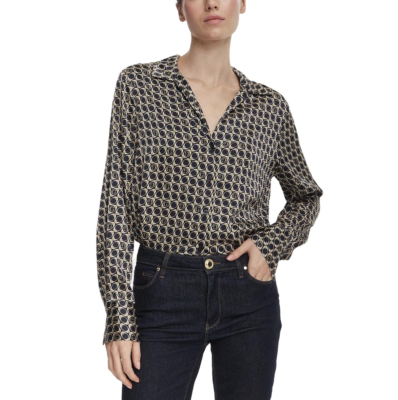 Πουκάμισο Γυναικείο Guess Concetta μαύρο μπεζ